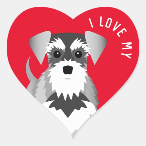 I Love My Miniature Schnauzer Heart Sticker