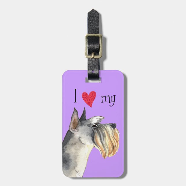 I Love my Miniature Schnauzer Luggage Tag (Front Vertical)