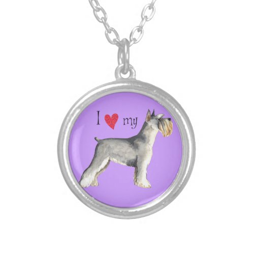 I Love my Miniature Schnauzer Silver Plated Necklace