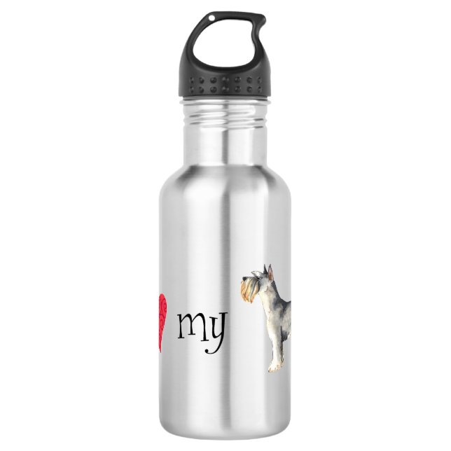 I Love my Miniature Schnauzer Stainless Steel Water Bottle (Front)