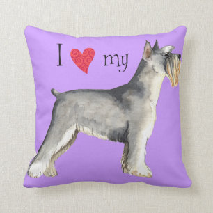 I Love my Miniature Schnauzer Throw Pillow