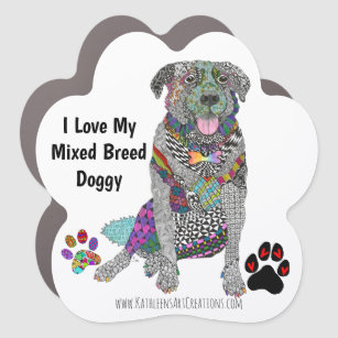 I Love My Mixed Breed Doggy Car Magnet