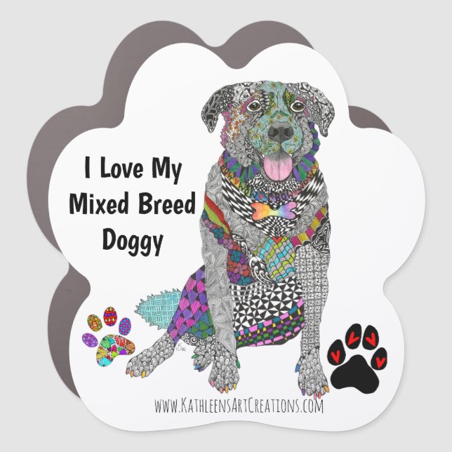 I Love My Mixed Breed Doggy Car Magnet (Front)