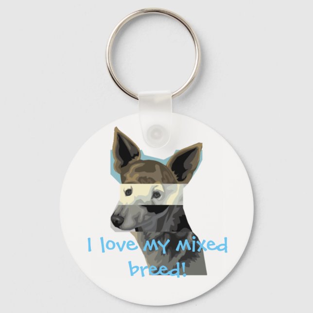 I love my mixed breed! keychain (Front)