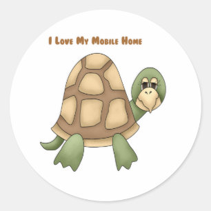 I Love My Mobile Home Turtle Classic Round Sticker