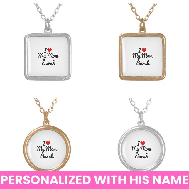 I Love My Mom Create Your Own Mothers Name Silver Plated Necklace (I Love My Mom Create Your Own Mothers Name Necklace)