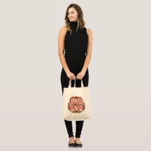 I Love My Mom Floral Heart Canvas Tote Bag