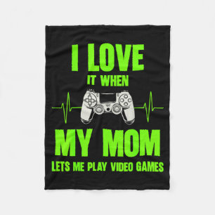 I Love My Mom Gamer Gaming Teen Boys Video Game Co Fleece Blanket