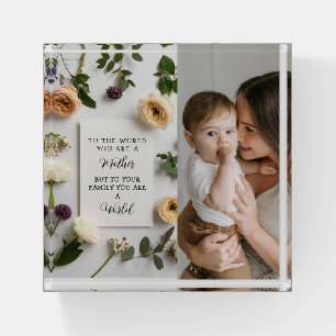I Love My Mom Mother's day Floral Keepsake Paperweight