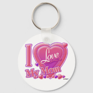 I Love My Mom pink/purple - heart Keychain