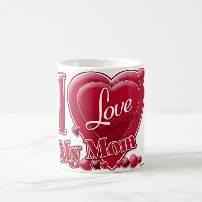 I Love My Mom red - heart Coffee Mug (Center)