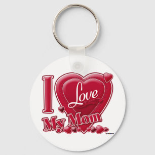 I Love My Mom red - heart Keychain