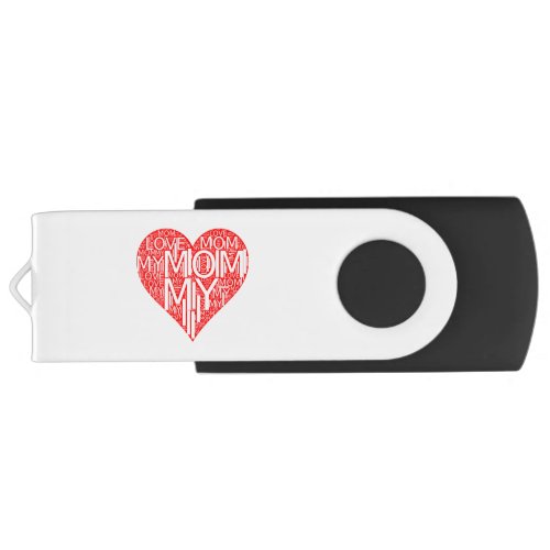 I Love My Mom Red Heart Mom Daughter and Son Flash Drive