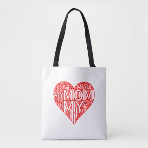 I Love My Mom Red Heart Mom Daughter and Son Tote Bag