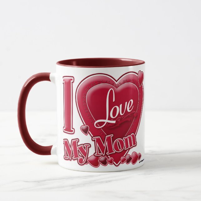 I Love My Mom red - heart Mug (Left)