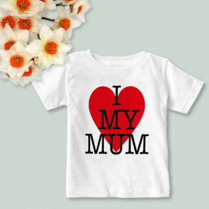 I love my Mom Red Love Heart Family Valentines Day Baby T-Shirt