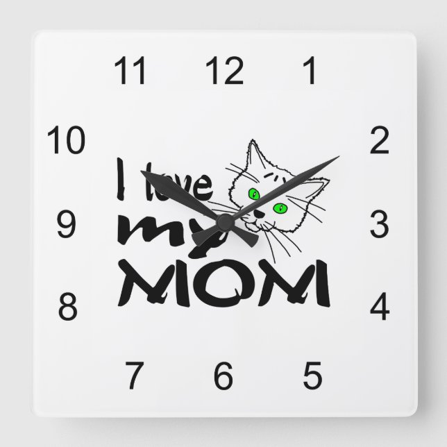 I Love My Mom Square Wall Clock (Front)