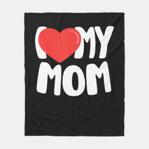 I Love My Mom TShirt with Large Red Heart Fleece Blanket