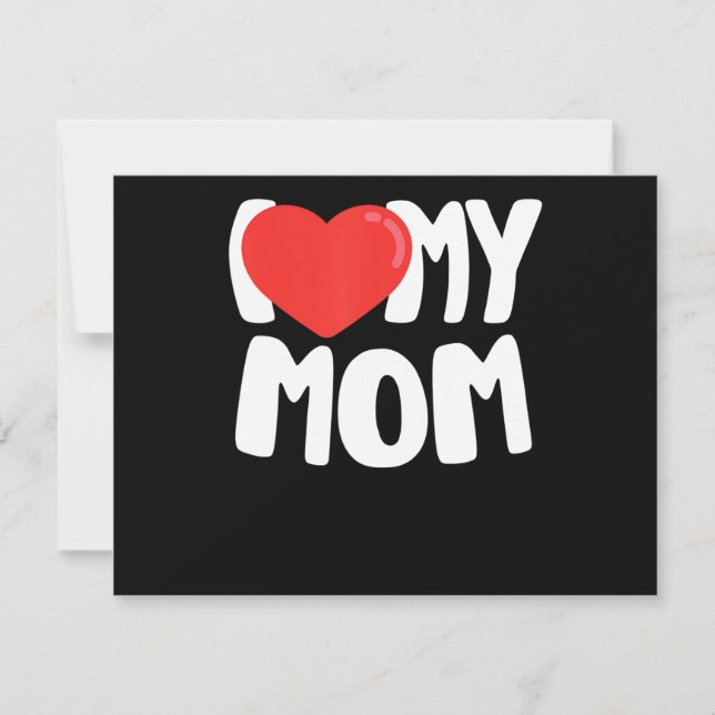 I Love My Mom TShirt with Large Red Heart Invitation (Front)