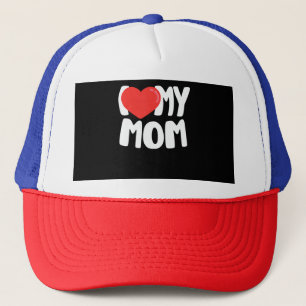 I Love My Mom TShirt with Large Red Heart Trucker Hat
