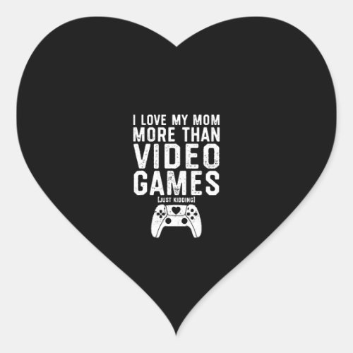 I Love My Mom Video Gamer Valentines Day Boys Heart Sticker