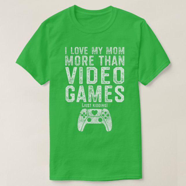 I Love My Mom Video Gamer Valentines Day Gift Boys T-Shirt (Design Front)