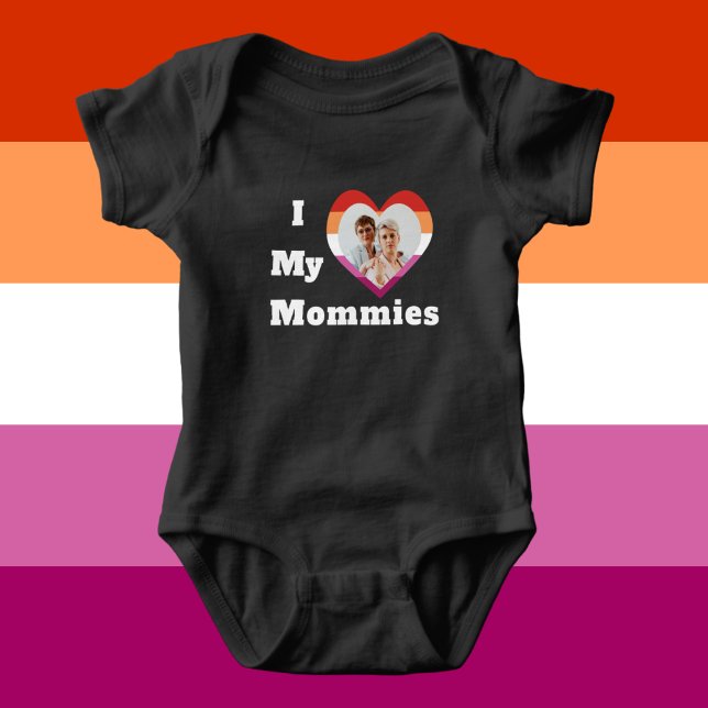 I Love My Mommies LGBTQ Lesbian Pride Custom Photo Baby Bodysuit (Creator Uploaded)