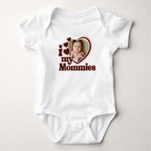 I Love My Mommies Pink Brown Photo  Baby Bodysuit