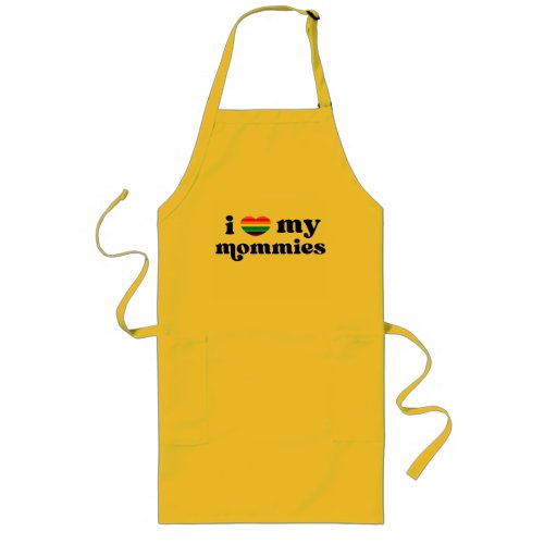 I Love My Mommies Queer Moms Rainbow Heart Long Apron