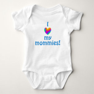 I Love My Mommies Rainbow Heart Baby Bodysuit