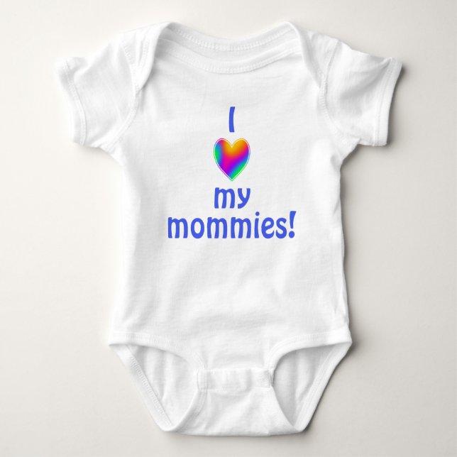 I Love My Mommies Rainbow Heart Baby Bodysuit (Front)