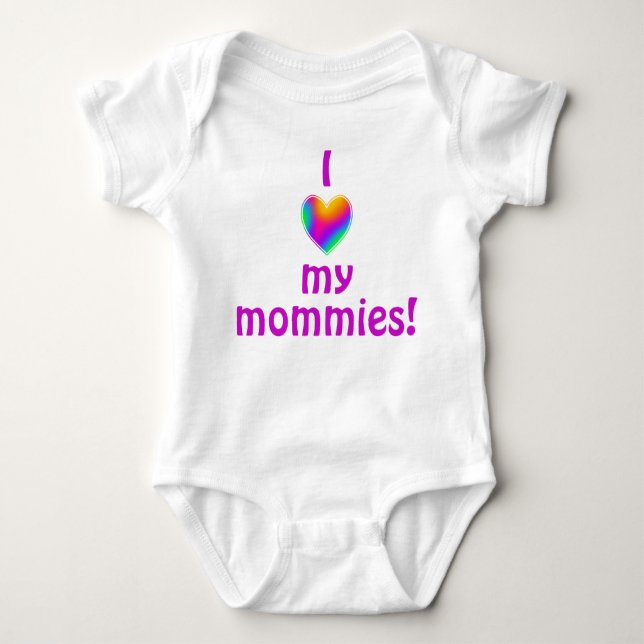 I Love My Mommies Rainbow Heart Baby Bodysuit (Front)