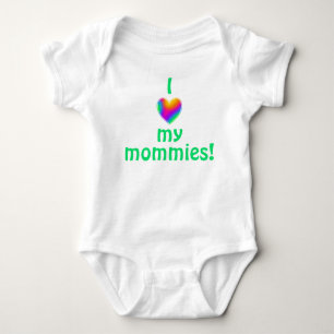 I Love My Mommies Rainbow Heart Baby Bodysuit