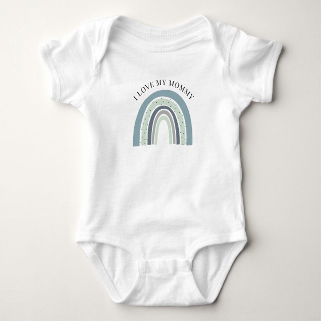 I Love My Mommy Boho Rainbow Boy Baby Bodysuit (Front)
