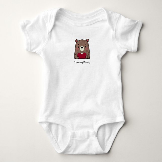 I Love My Mommy, Brown Bear Custom Baby Bodysuit (Front)