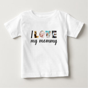 I love my mommy custom photo letters white baby T-Shirt