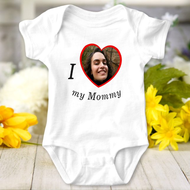 I Love My Mommy Custom Text Photo Personalized Baby Bodysuit (Creator Uploaded)