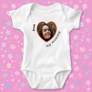 I Love My Mommy Daddy Custom Photo Text Baby Bodysuit