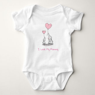I Love My Mommy! Elephants and Pink Balloons Baby Bodysuit
