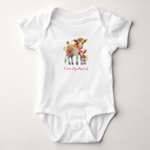 I Love My Mommy! Flower Covered Cows Baby Bodysuit