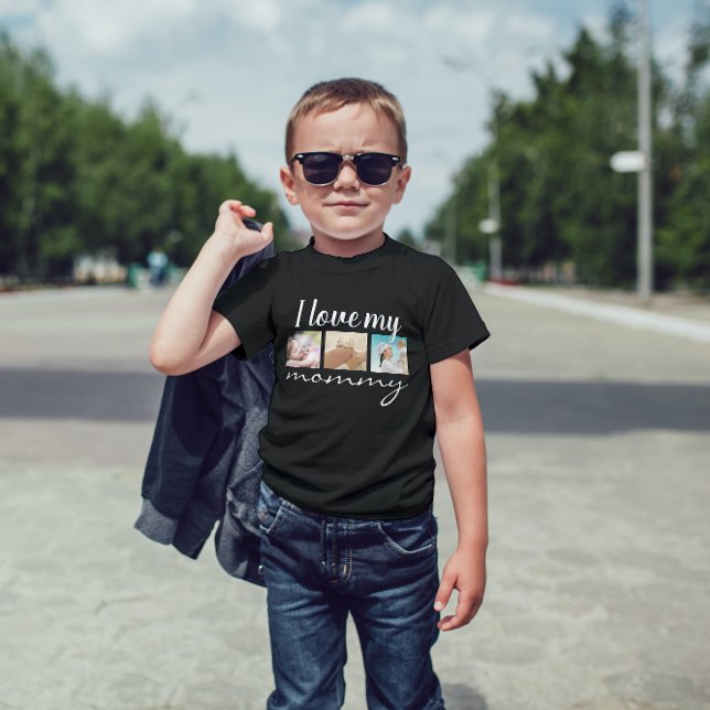 I love my mommy handwritten text, photo black  baby T-Shirt (Creator Uploaded)