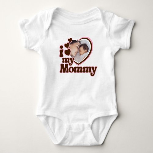 I Love My Mommy Pink Brown Photo  Baby Bodysuit
