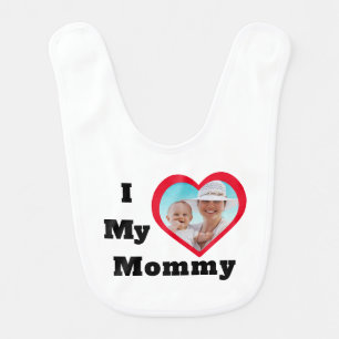 I Love My Mommy Valentines Day Mothers Photo Text Baby Bib