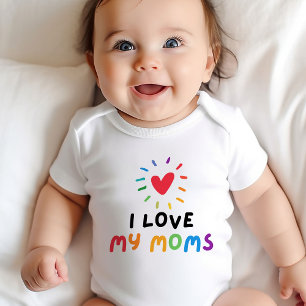 I love my Moms Pride Day adorable Baby Bodysuit