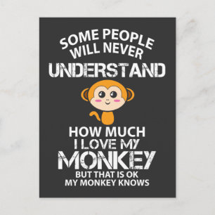 I Love My Monkey - Funny Animal Lover Gift Idea Postcard