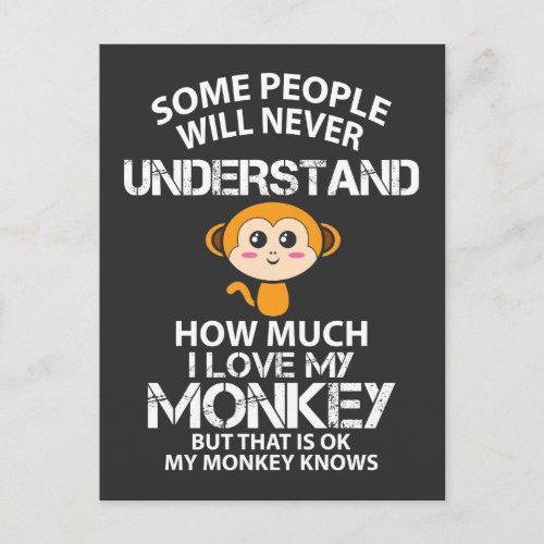 I Love My Monkey _ Funny Animal Lover Gift Idea Postcard