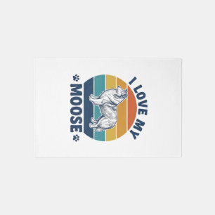 I Love My Moose Dog Retro Engraving Design_1 Rug