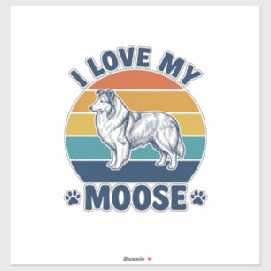 I Love My Moose Dog Retro Engraving Design_1 Sticker