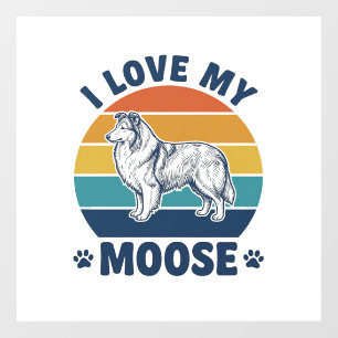 I Love My Moose Dog Retro Engraving Design_1 Window Cling