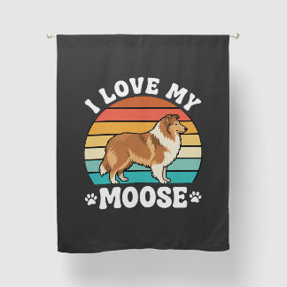 I Love My Moose Retro Collie Dog Blackout Curtains